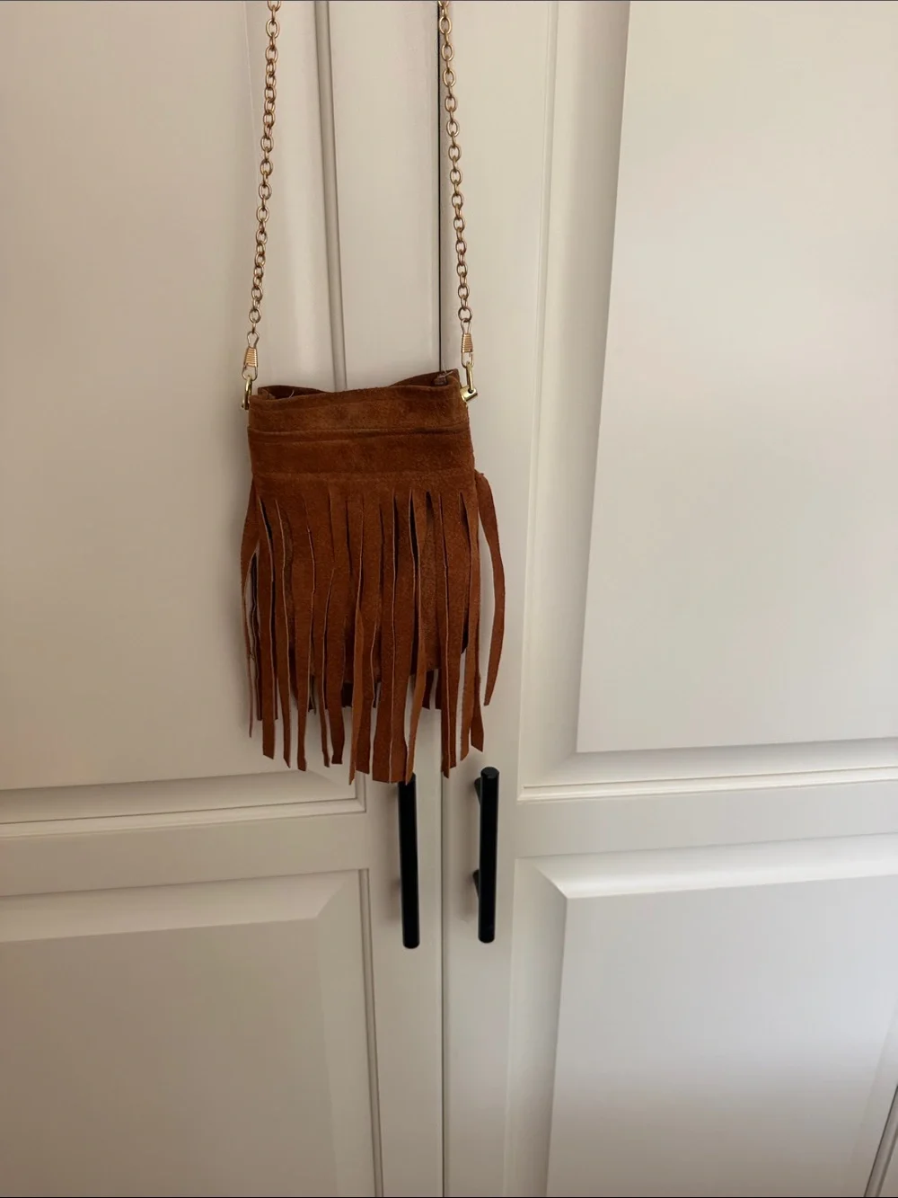 One of a kind upcycled crossbody suede cell phone purse w magnetic closure